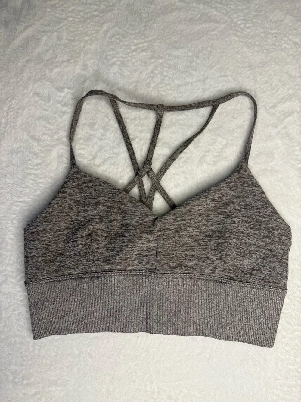 ALO Yoga Strappy Sports Bra — Olive & Heather Gray